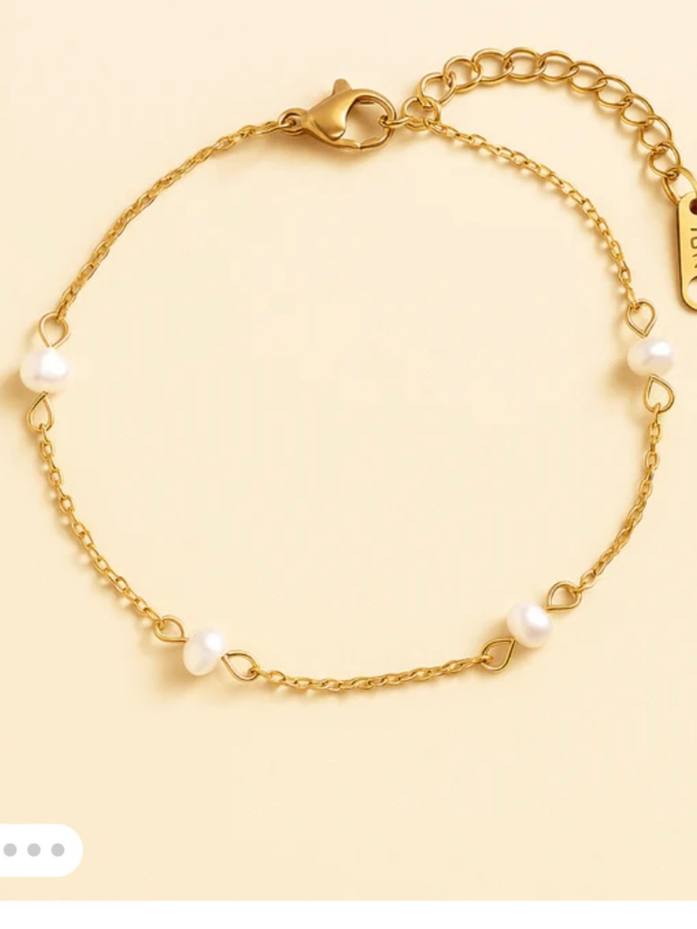NIB Waterproof Gold Pearl Station Bracelet